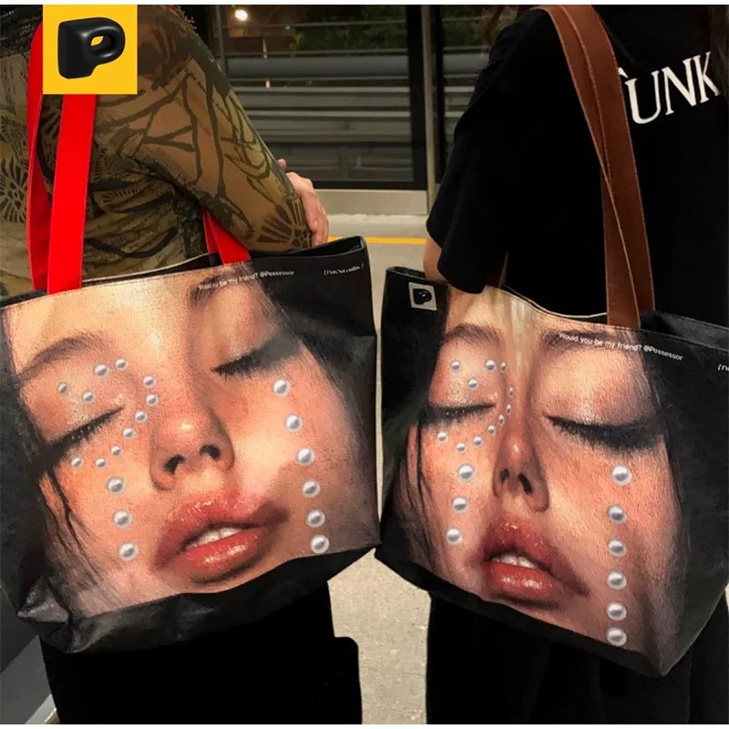Fashion Designer Tote Bag New Large-capacity Shoulder Bag Creative Y2k Printed Versatile Casual Bag High-quality Simple Handbag