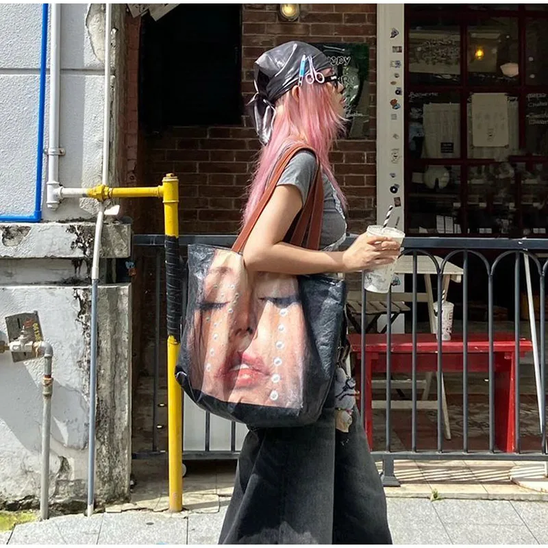 Fashion Designer Tote Bag New Large-capacity Shoulder Bag Creative Y2k Printed Versatile Casual Bag High-quality Simple Handbag