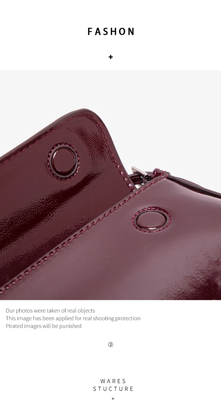 Fashion Ladies Shiny Crossbody Bag Stylish Elegant Shoulder Bag Wine Red Small Underarm Bag Versatile Solid Color Clutch Bag