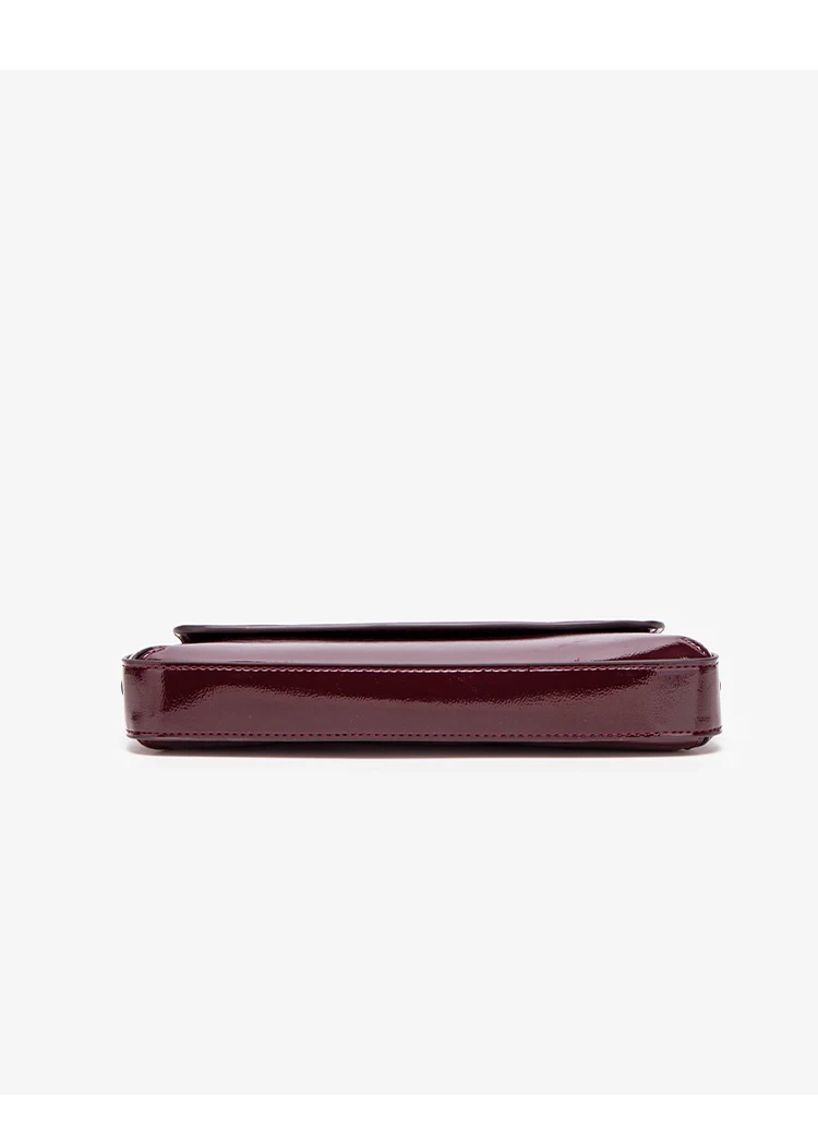 Fashion Ladies Shiny Crossbody Bag Stylish Elegant Shoulder Bag Wine Red Small Underarm Bag Versatile Solid Color Clutch Bag