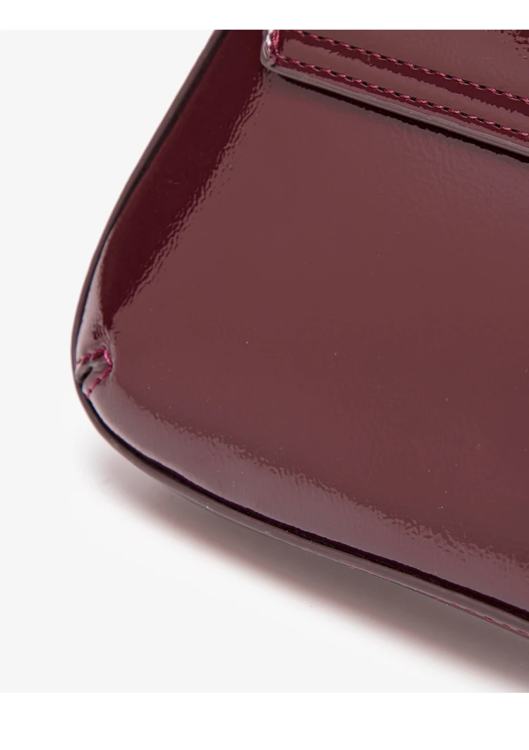 Fashion Ladies Shiny Crossbody Bag Stylish Elegant Shoulder Bag Wine Red Small Underarm Bag Versatile Solid Color Clutch Bag