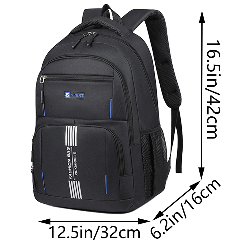Fashion Minimalist Men’s Rucksack, Lightweight Nylon Backpack with Multiple Storage Slots for School & Weekend Trips