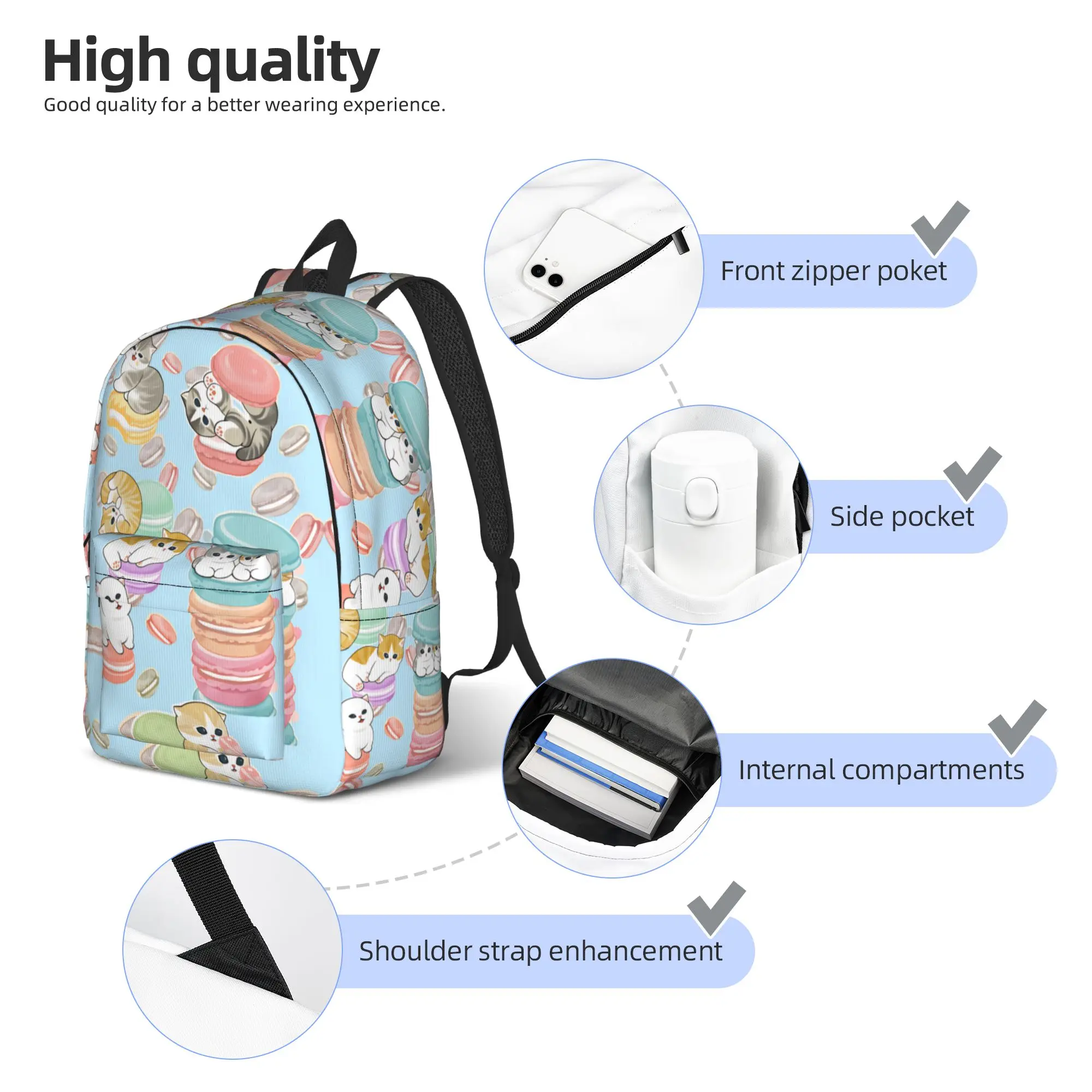 Mofusand Backpack Boy Polyester University Backpacks Pattern Fashion High School Bags Rucksack