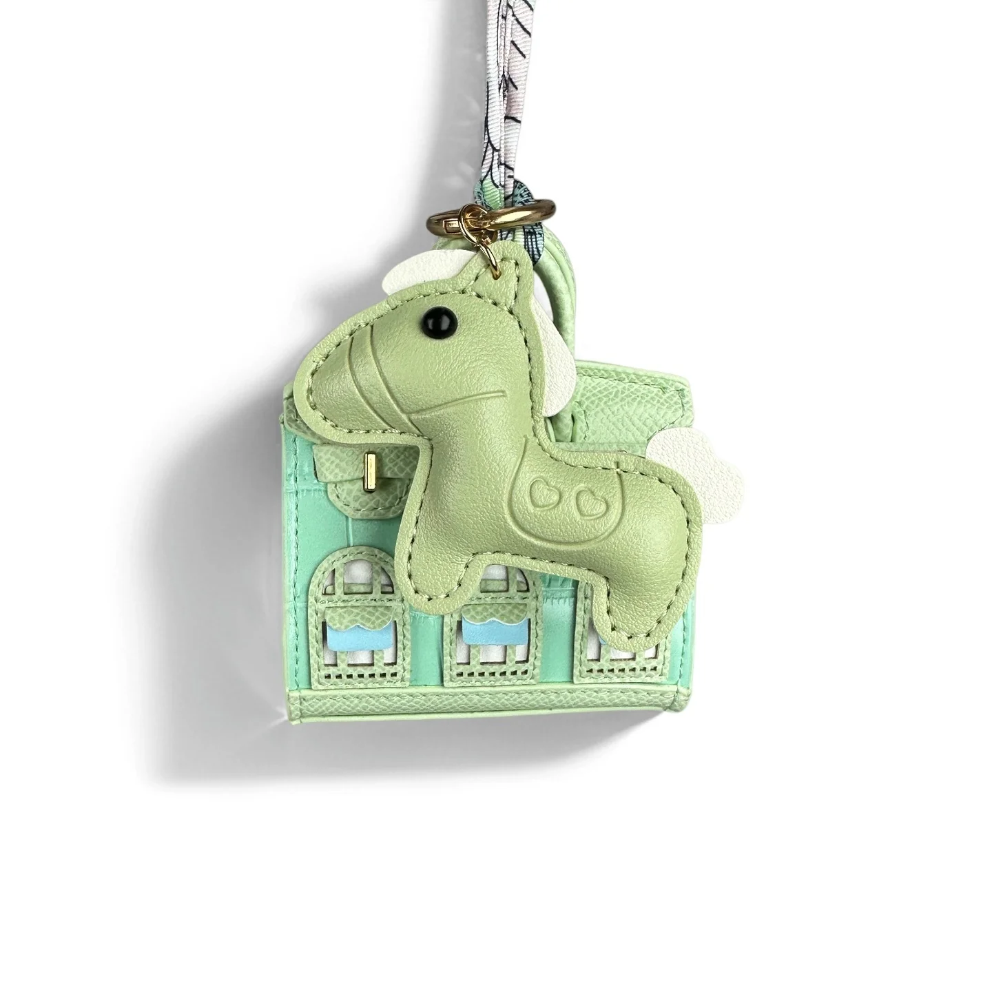 Cute Mini PU Leather House Shape Headphone Case Coin Purse Set-Handbag Charm Decor-Portable Earbud Storage Pouch /Small Wallet
