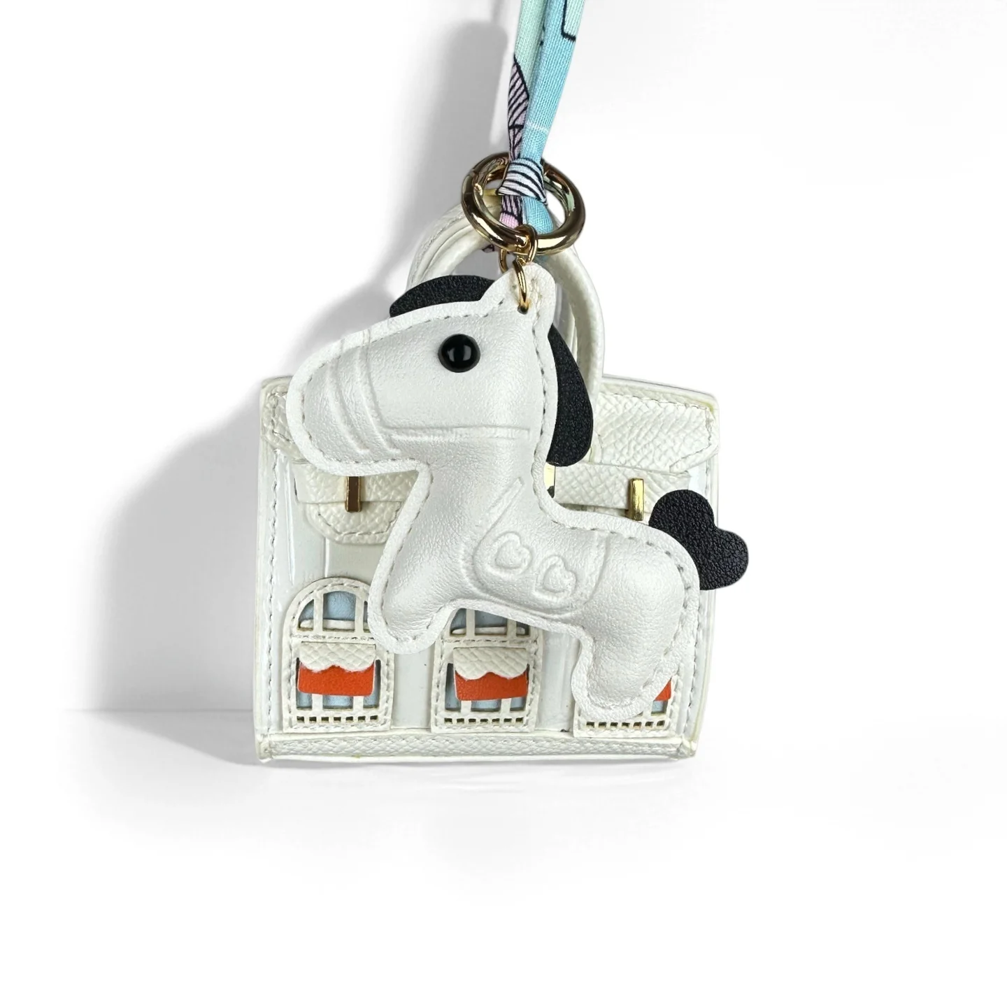 Cute Mini PU Leather House Shape Headphone Case Coin Purse Set-Handbag Charm Decor-Portable Earbud Storage Pouch /Small Wallet