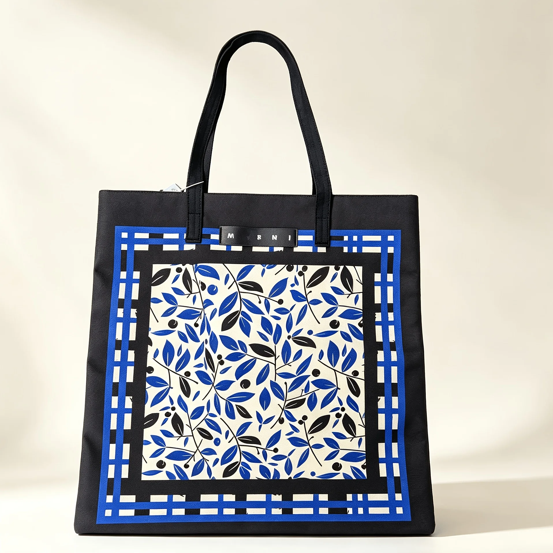 Women'S Large-Capacity Tote Bag, Floral Scarf Print Shoulder Strap, Black Ivory Casual Shoulder Bag, Suitable For Commuting, School, Daily Use, Outdoor Activities, Spring, Summer, And Autumn, Now On 30% Off Discount