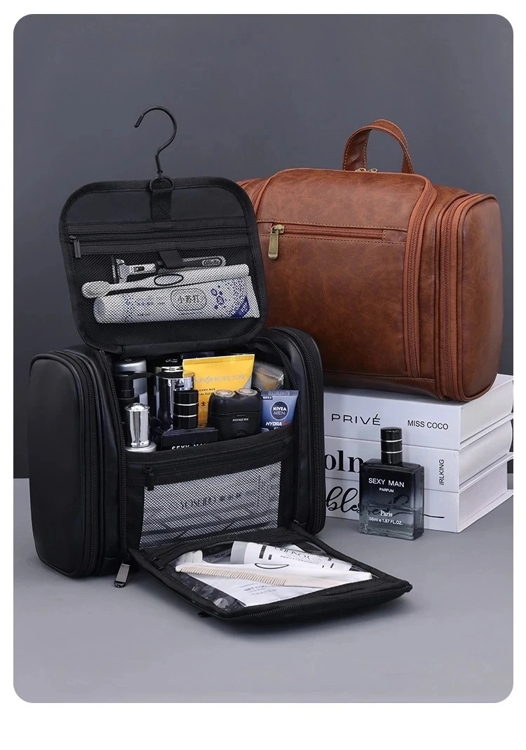 Waterproof Makeup Bag With Hanging Hook and Multiple Pockets Cosmetic Bags for Travel Essentials Toiletry Bag for Women Men