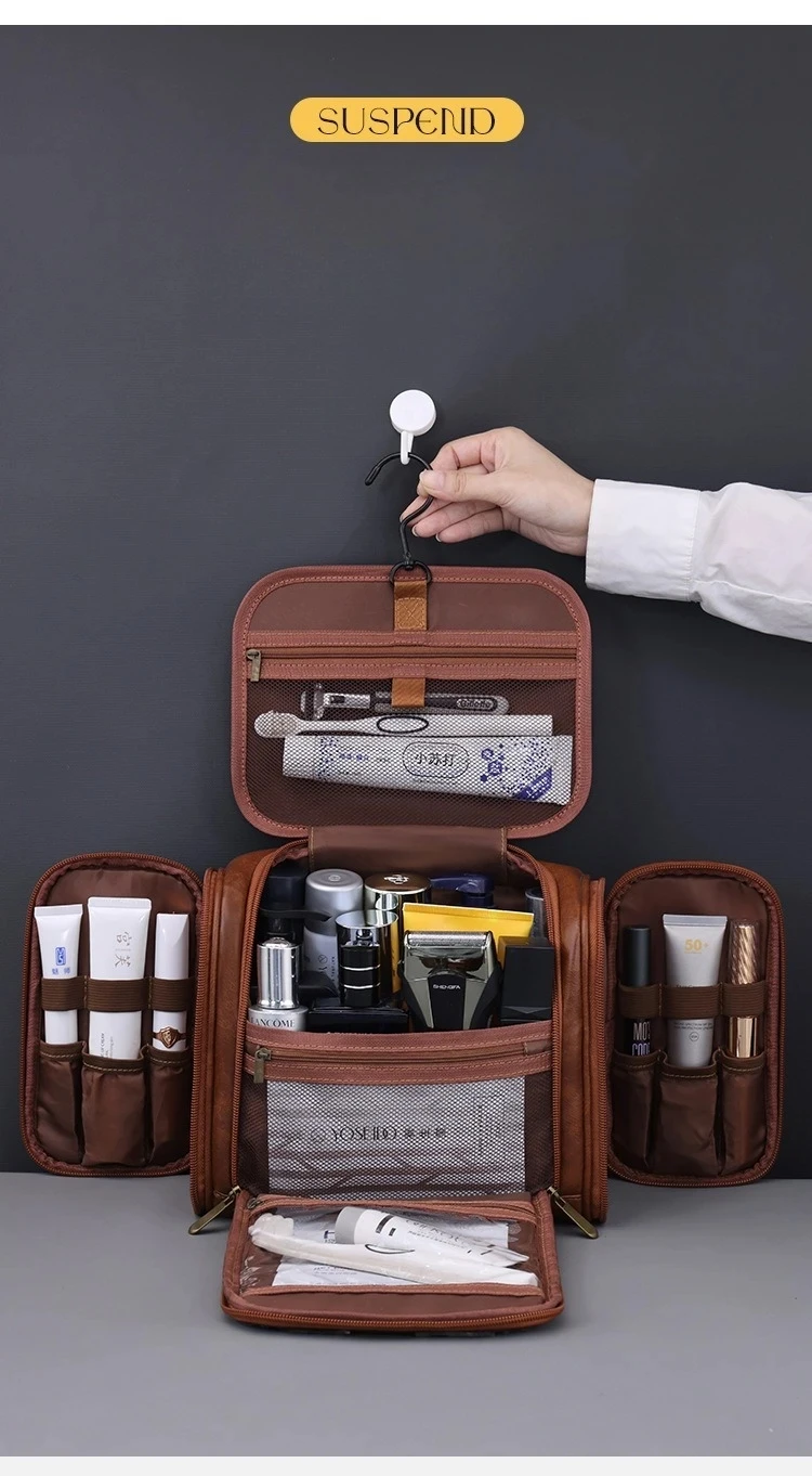 Waterproof Makeup Bag With Hanging Hook and Multiple Pockets Cosmetic Bags for Travel Essentials Toiletry Bag for Women Men