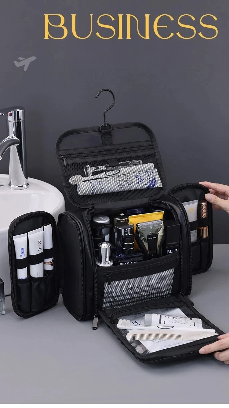 Waterproof Makeup Bag With Hanging Hook and Multiple Pockets Cosmetic Bags for Travel Essentials Toiletry Bag for Women Men