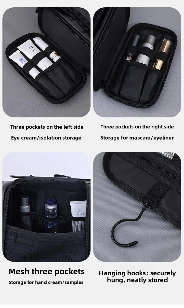 Waterproof Makeup Bag With Hanging Hook and Multiple Pockets Cosmetic Bags for Travel Essentials Toiletry Bag for Women Men