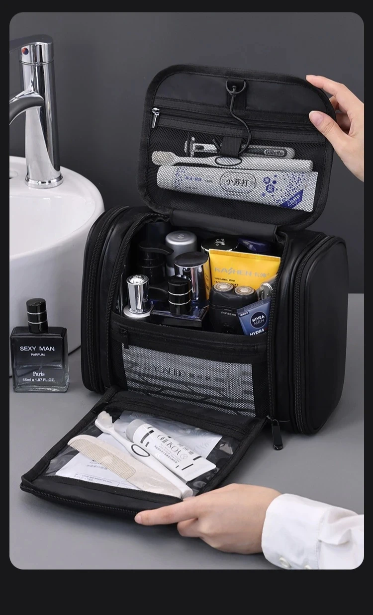 Waterproof Makeup Bag With Hanging Hook and Multiple Pockets Cosmetic Bags for Travel Essentials Toiletry Bag for Women Men