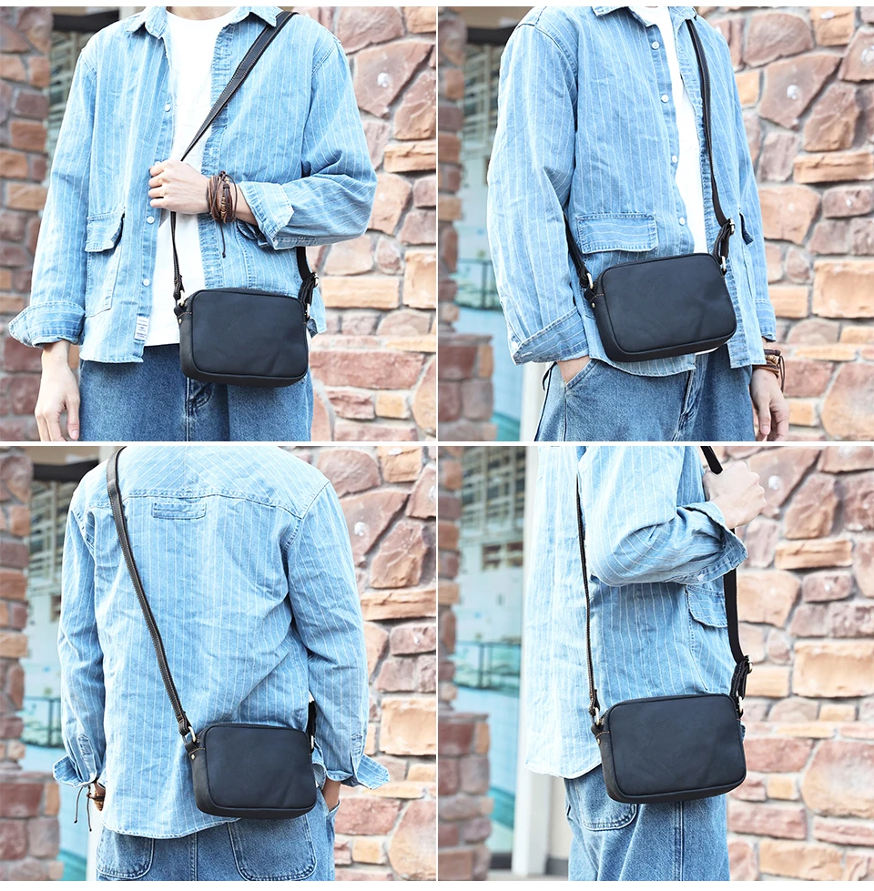 JOYIR Genuine Leather Mini Messenger Bag Travel Crossbody Bag for Women Men Cell Phone Purse Trave Satchel Shoulder Bags