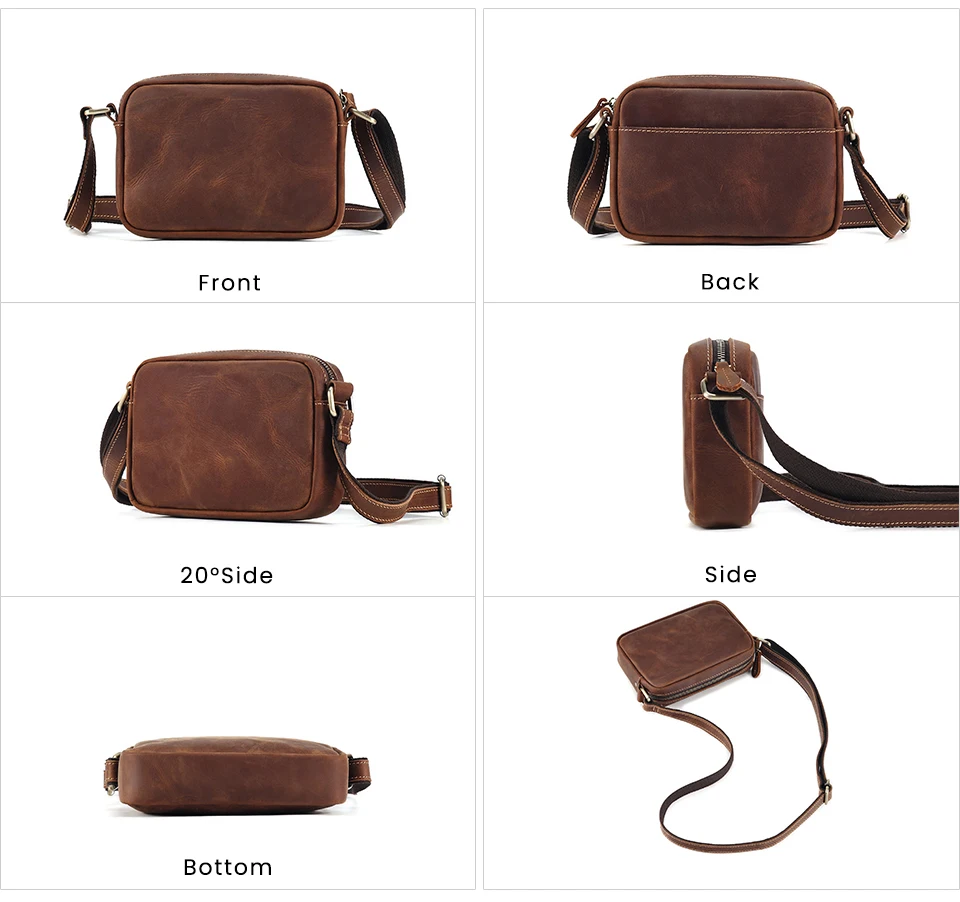 JOYIR Genuine Leather Mini Messenger Bag Travel Crossbody Bag for Women Men Cell Phone Purse Trave Satchel Shoulder Bags