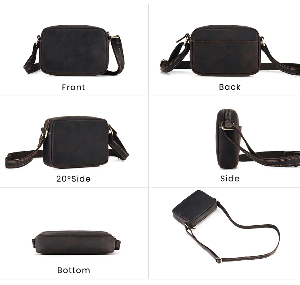 JOYIR Genuine Leather Mini Messenger Bag Travel Crossbody Bag for Women Men Cell Phone Purse Trave Satchel Shoulder Bags