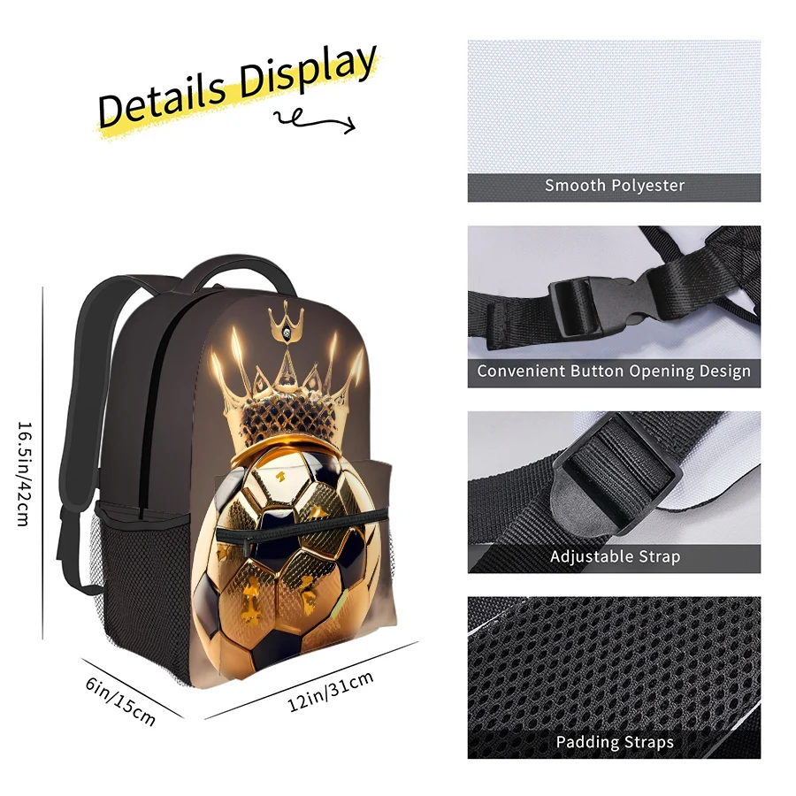 Large Capacity Football Full Width Printing Backpacks for Boy and Girls Best Gifts 2D Flat Cartoon School Bag for Children