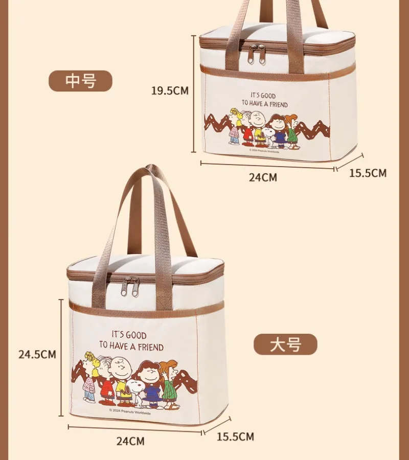 Snoopy Bento Lunch Bag, Insulated Tote with Thickened Foil, Perfect for Office Workers Bringing Lunch, Students, or Camping