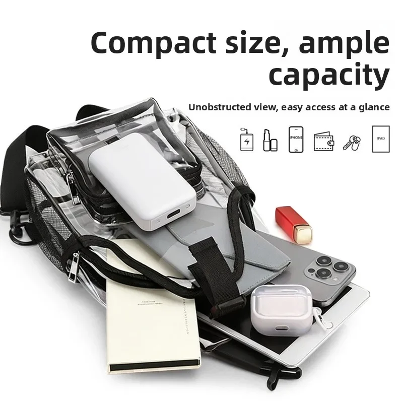 Clear Sling Bag Transparent Chest Backpack Pvc Waterproof Small Stadium Approved Pass Security Fast For Women Men Concert Events