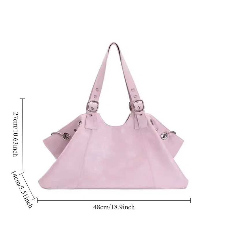 Y2K Cool Girl Motorcycle Bag For Women High-end Sense Korean Large Capacity Tote Bag Fashion Travel Shoulder Bag