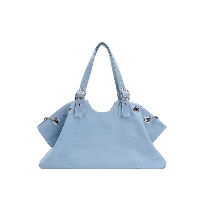Y2K Cool Girl Motorcycle Bag For Women High-end Sense Korean Large Capacity Tote Bag Fashion Travel Shoulder Bag