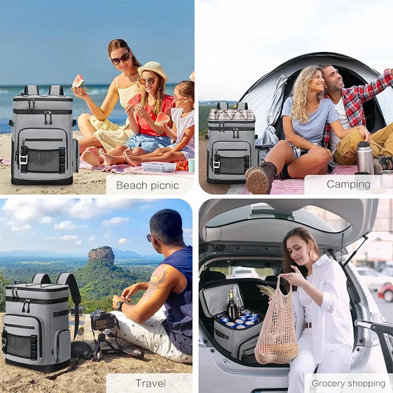 30L Insulated Cooler Backpack Waterproof Thermal Backpack Large Capacity Outdoor Camping Fishing Picnic Lunch Backpack Keep Food
