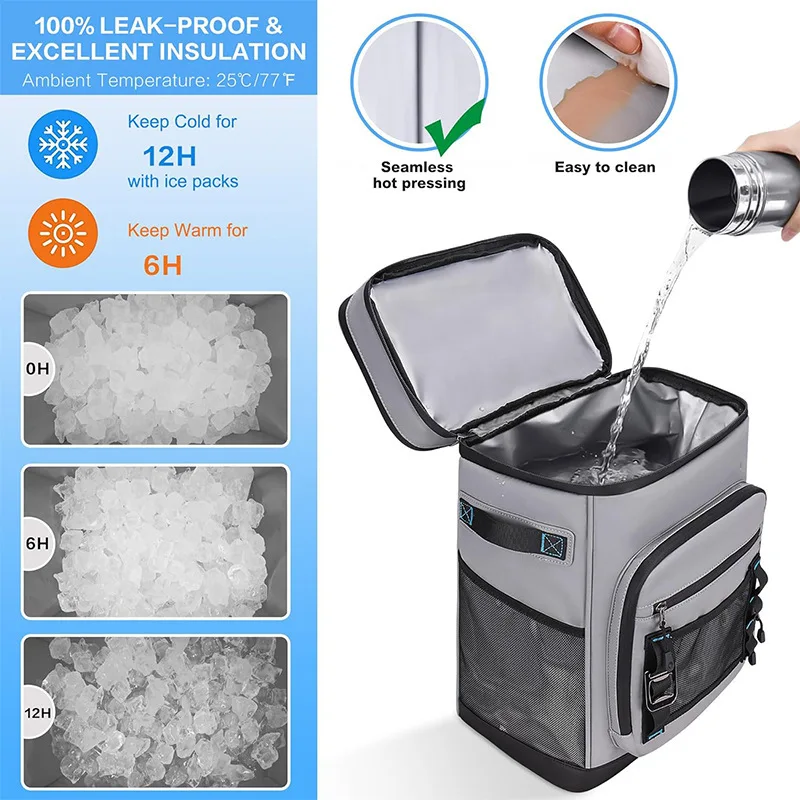 30L Insulated Cooler Backpack Waterproof Thermal Backpack Large Capacity Outdoor Camping Fishing Picnic Lunch Backpack Keep Food