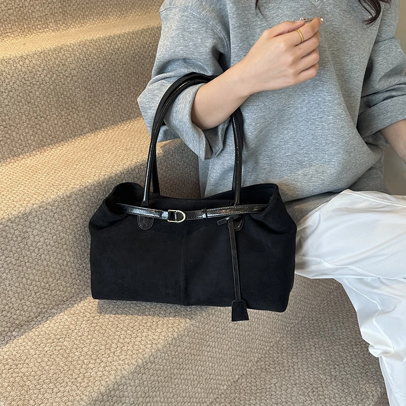 LEFTSIDE Large NUBUCK Underarm Bags Lady Shoulder Bag for Women 2024 Winter New Trend Fashion Trend Y2K Tote Bag Handbags