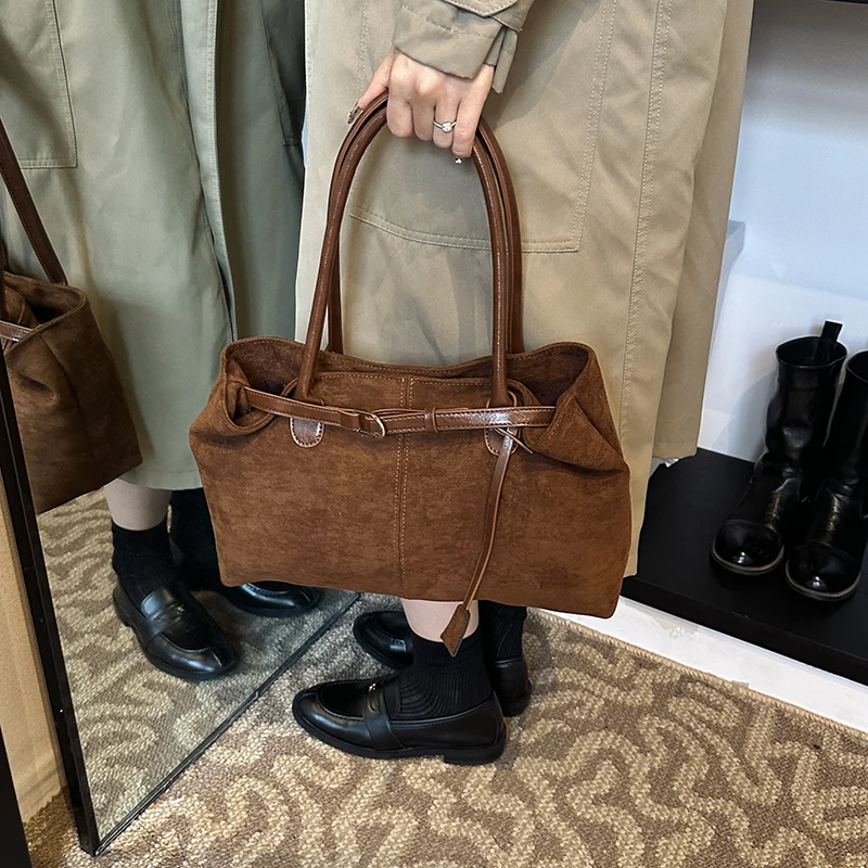 LEFTSIDE Large NUBUCK Underarm Bags Lady Shoulder Bag for Women 2024 Winter New Trend Fashion Trend Y2K Tote Bag Handbags