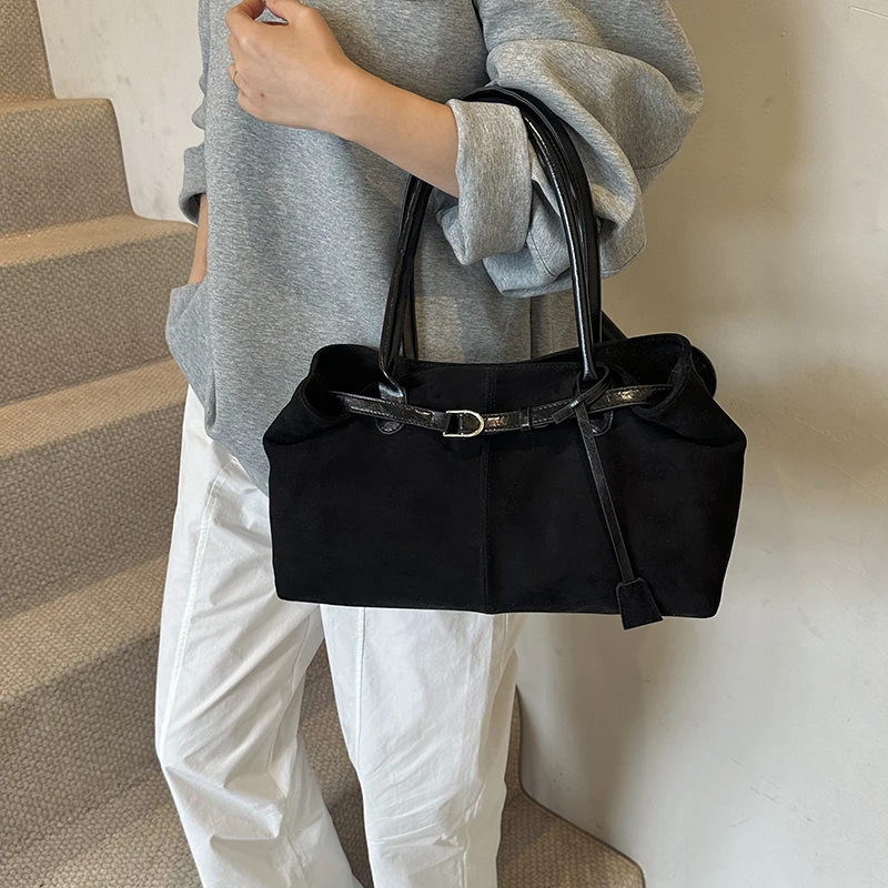 LEFTSIDE Large NUBUCK Underarm Bags Lady Shoulder Bag for Women 2024 Winter New Trend Fashion Trend Y2K Tote Bag Handbags