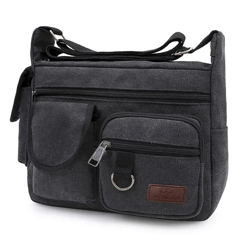 Men's Canvas Shoulder Bag Casual Tote Travel Crossbody Bag Luxury Messenger Bag High Quality Fashion Handbag Chest Bag