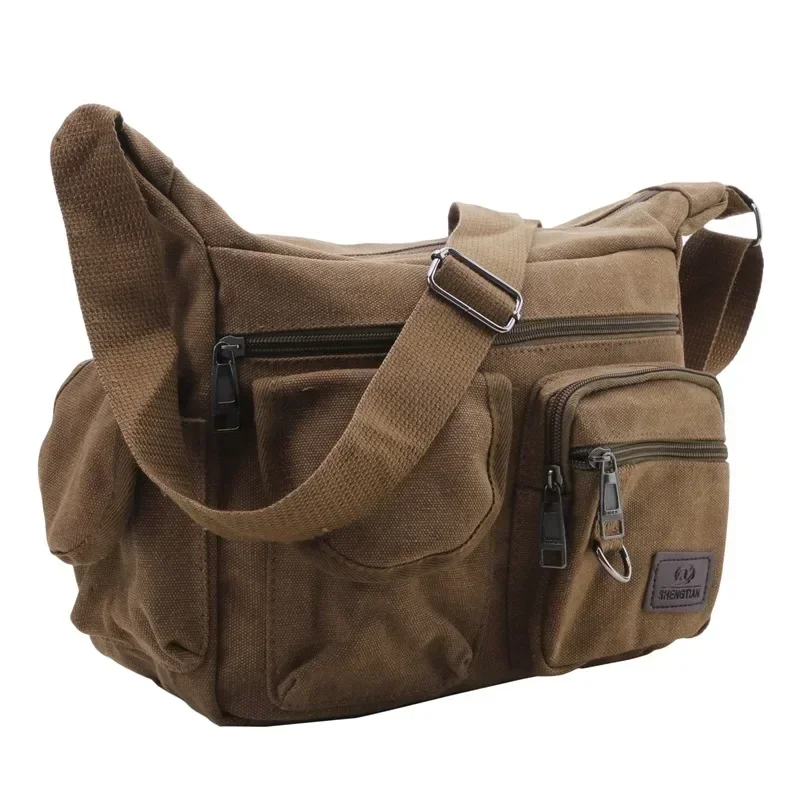 Men's Canvas Shoulder Bag Casual Tote Travel Crossbody Bag Luxury Messenger Bag High Quality Fashion Handbag Chest Bag