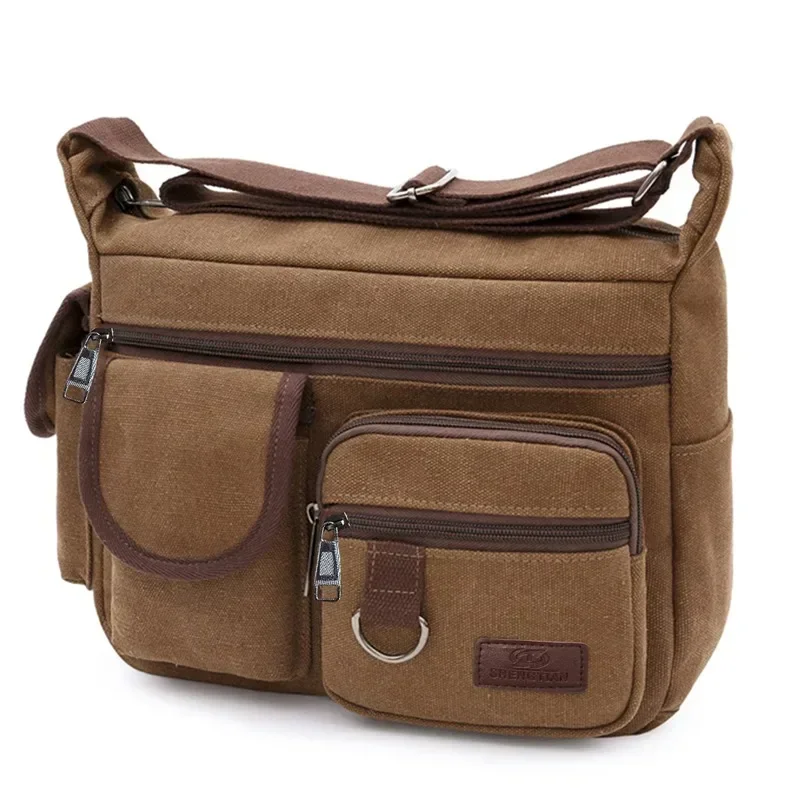 Men's Canvas Shoulder Bag Casual Tote Travel Crossbody Bag Luxury Messenger Bag High Quality Fashion Handbag Chest Bag
