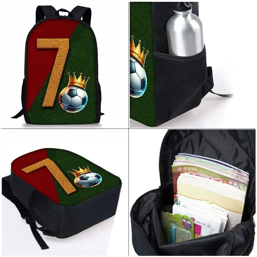 Football Print Three Piece Backpacks Set for Boy and Girls Best Gifts 2D Flat Cartoon School Bag for Children