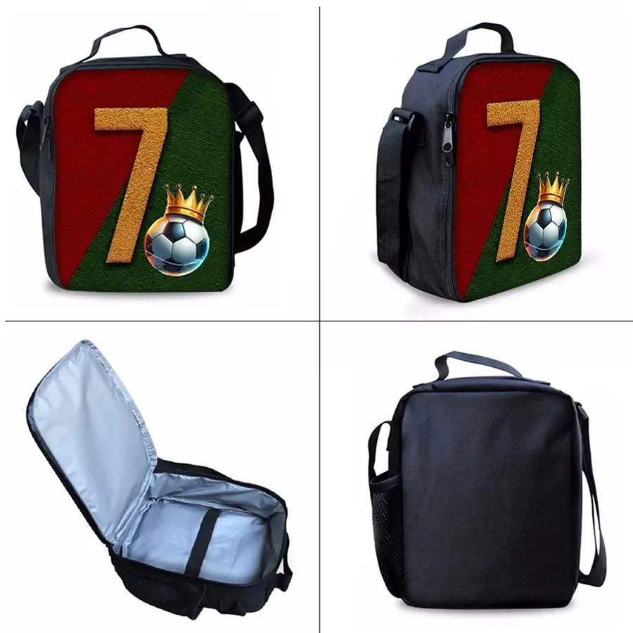 Football Print Three Piece Backpacks Set for Boy and Girls Best Gifts 2D Flat Cartoon School Bag for Children
