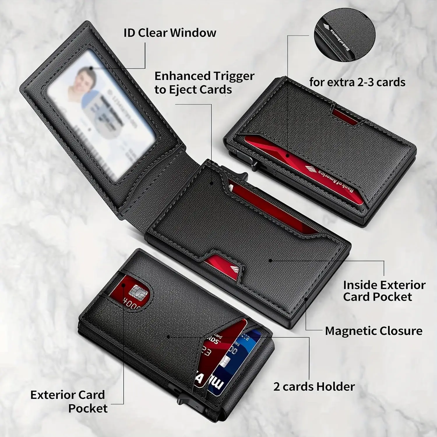 Men Carbon Fiber RFID Blocking Pop Up Wallet, Slim Minimalist Credit Card Holder Multi Slots Portable Business Card Purse