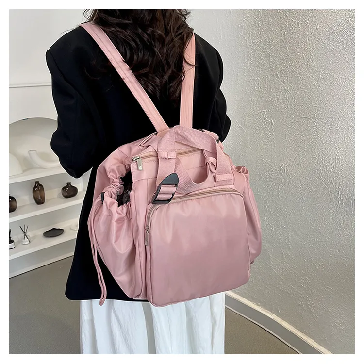 Waterproof Wear-resistant Tote Backpack, Cinch Side Pockets Partition Storage Outdoor Bag