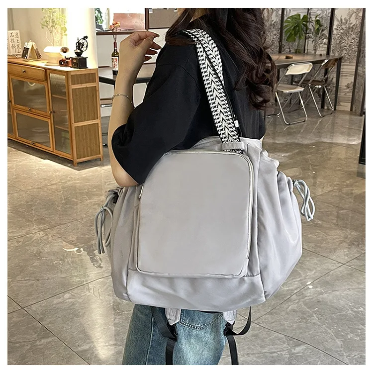 Waterproof Wear-resistant Tote Backpack, Cinch Side Pockets Partition Storage Outdoor Bag