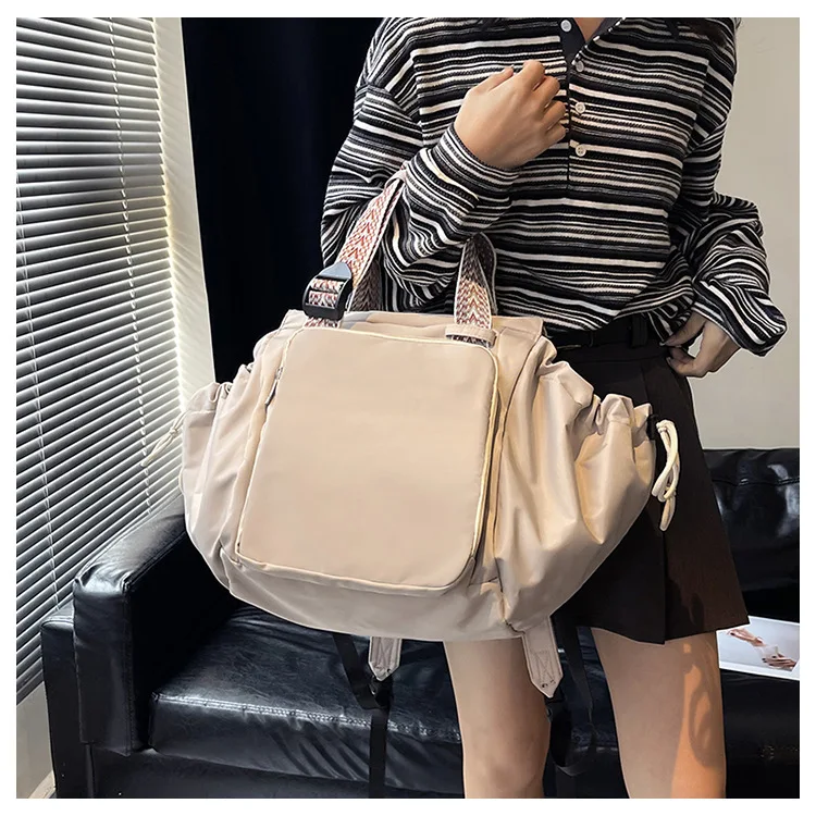 Waterproof Wear-resistant Tote Backpack, Cinch Side Pockets Partition Storage Outdoor Bag
