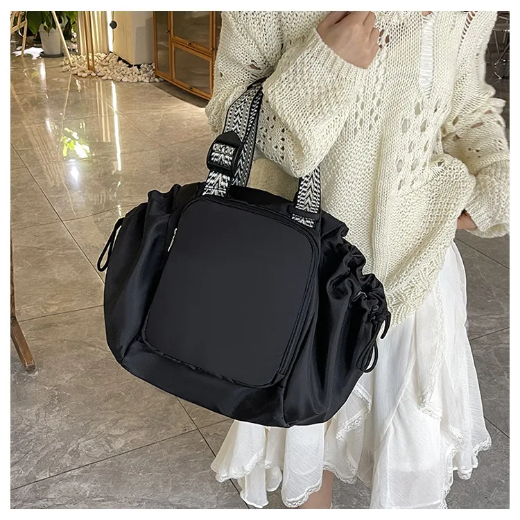 Waterproof Wear-resistant Tote Backpack, Cinch Side Pockets Partition Storage Outdoor Bag