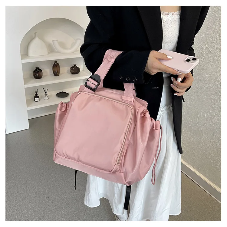 Waterproof Wear-resistant Tote Backpack, Cinch Side Pockets Partition Storage Outdoor Bag