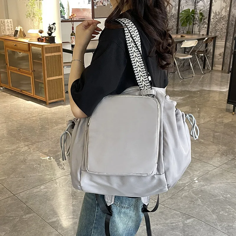 Waterproof Wear-resistant Tote Backpack, Cinch Side Pockets Partition Storage Outdoor Bag