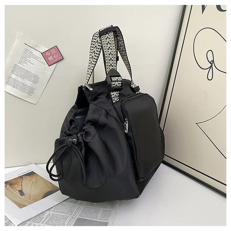 Waterproof Wear-resistant Tote Backpack, Cinch Side Pockets Partition Storage Outdoor Bag