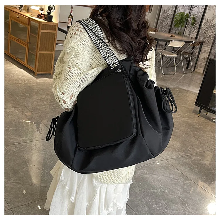 Waterproof Wear-resistant Tote Backpack, Cinch Side Pockets Partition Storage Outdoor Bag