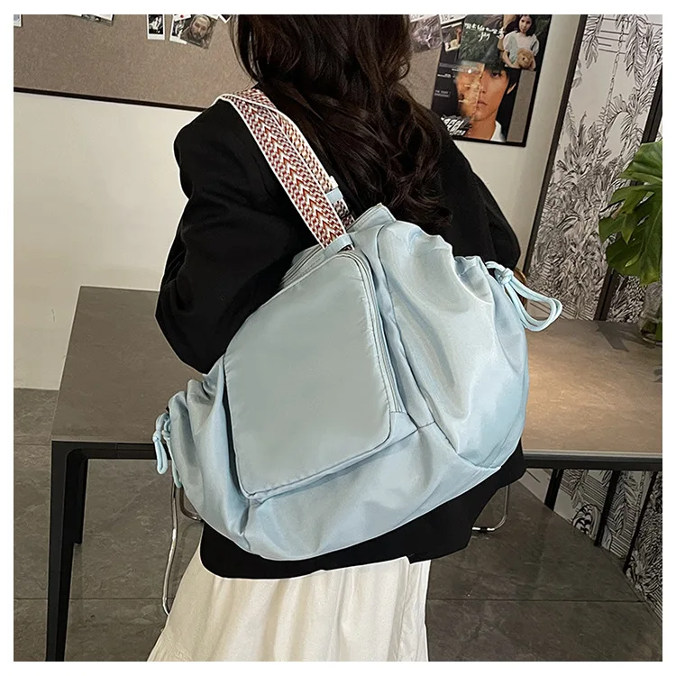 Waterproof Wear-resistant Tote Backpack, Cinch Side Pockets Partition Storage Outdoor Bag