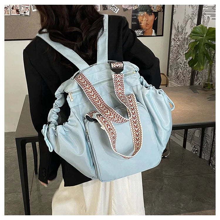 Waterproof Wear-resistant Tote Backpack, Cinch Side Pockets Partition Storage Outdoor Bag