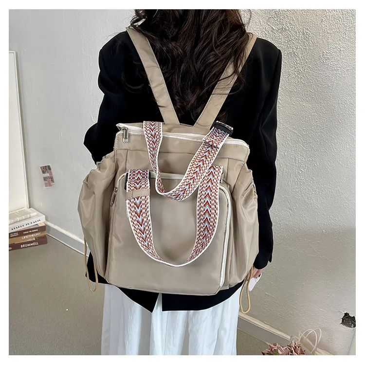 Waterproof Wear-resistant Tote Backpack, Cinch Side Pockets Partition Storage Outdoor Bag