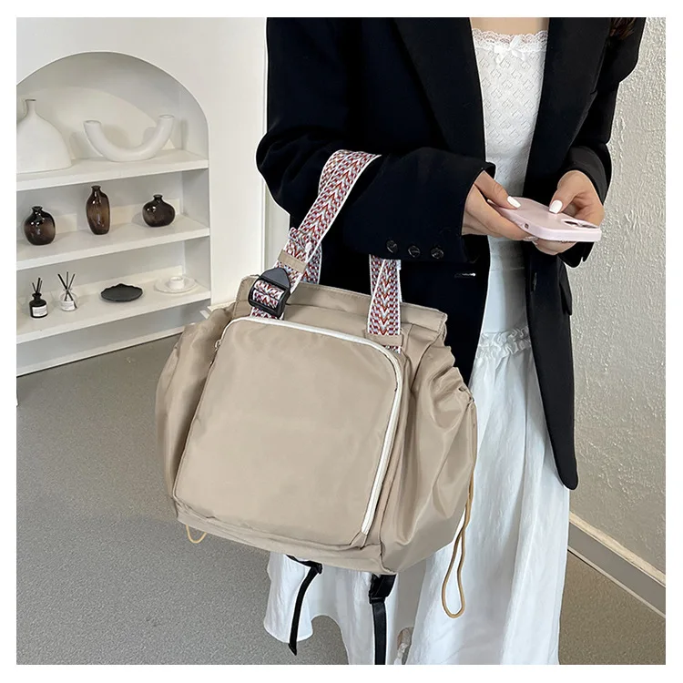 Waterproof Wear-resistant Tote Backpack, Cinch Side Pockets Partition Storage Outdoor Bag