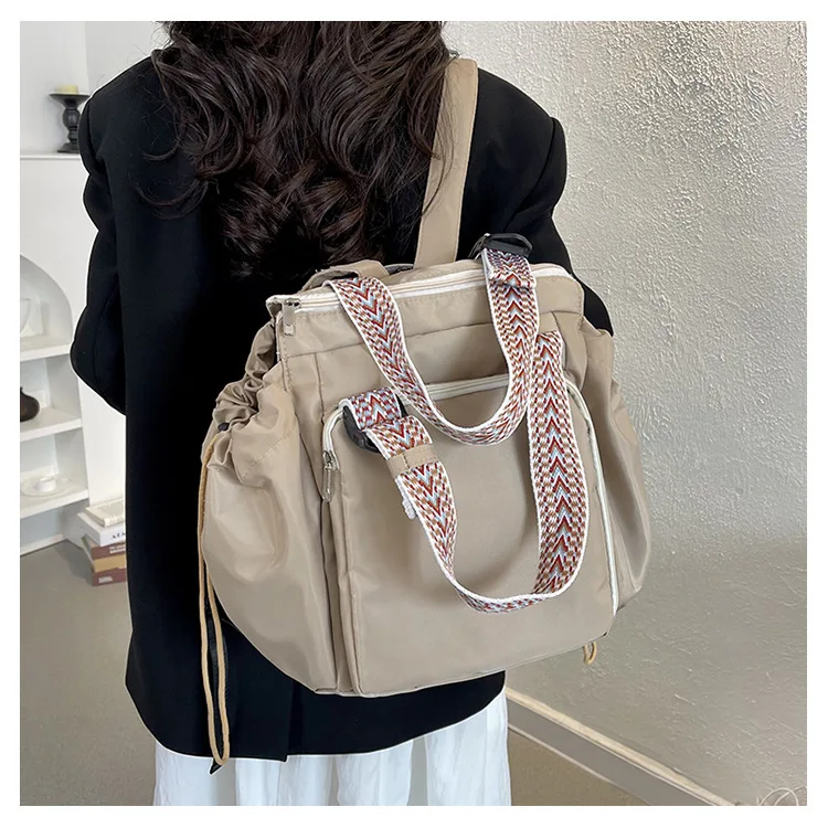 Waterproof Wear-resistant Tote Backpack, Cinch Side Pockets Partition Storage Outdoor Bag