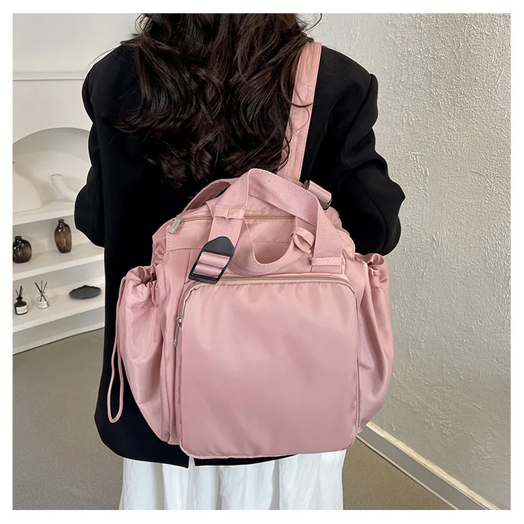 Waterproof Wear-resistant Tote Backpack, Cinch Side Pockets Partition Storage Outdoor Bag