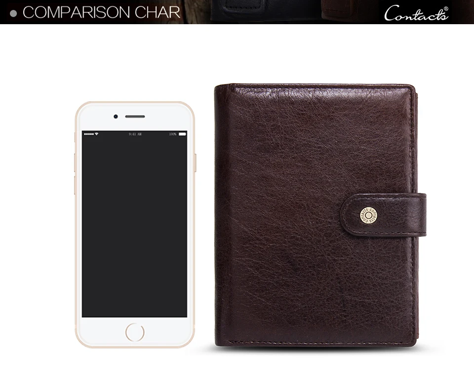 CONTACT'S Top Quality Genuine Cow Leather Wallet Men Hasp Design Short Purse With Passport Photo Holder For Male Clutch Wallets