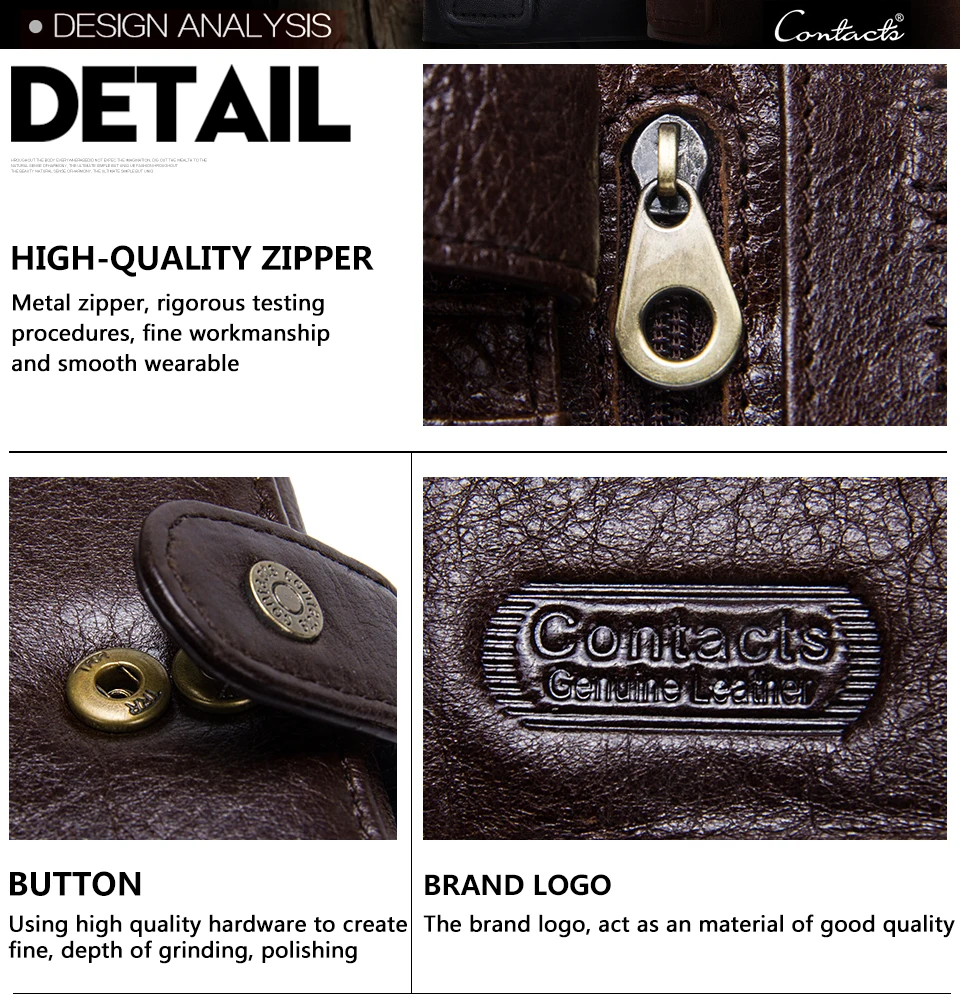 CONTACT'S Top Quality Genuine Cow Leather Wallet Men Hasp Design Short Purse With Passport Photo Holder For Male Clutch Wallets